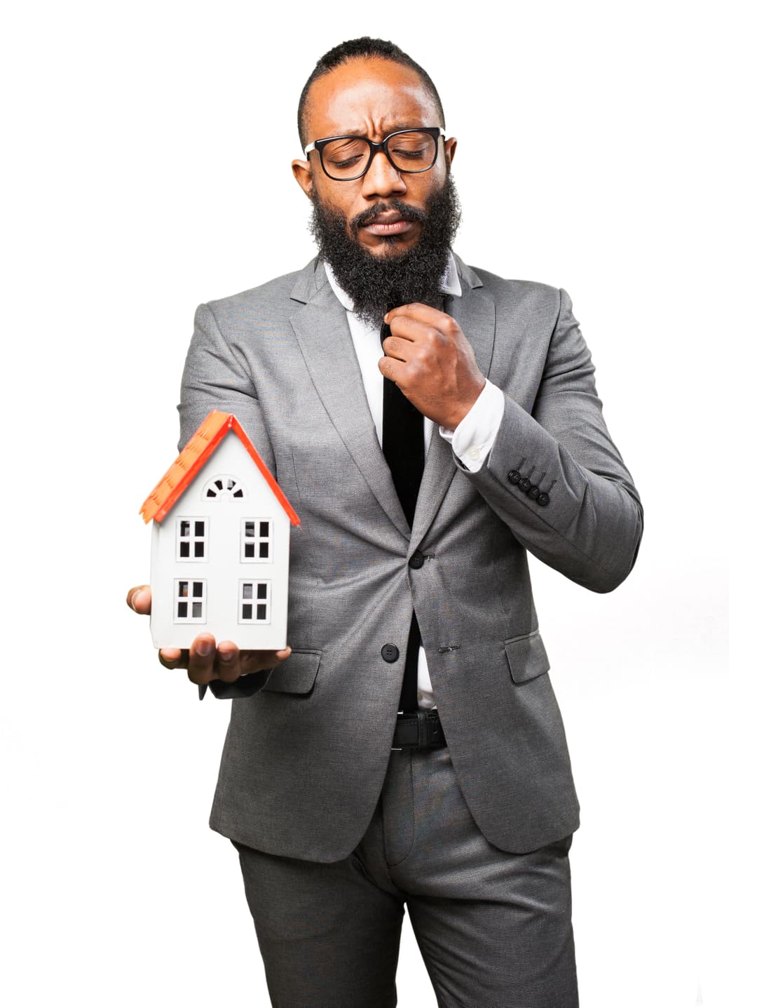 Professional real estate agent in suit holding a bullseye symbolizing career focus and success